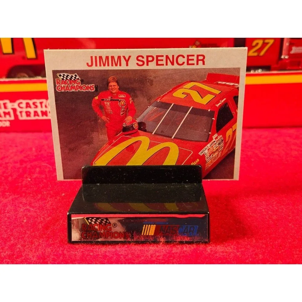 JIMMY SPENCER NASCAR #27 TRANSPORTER BUNDLE w/MATCHING‎ STOCKCAR & PLAYER CARD